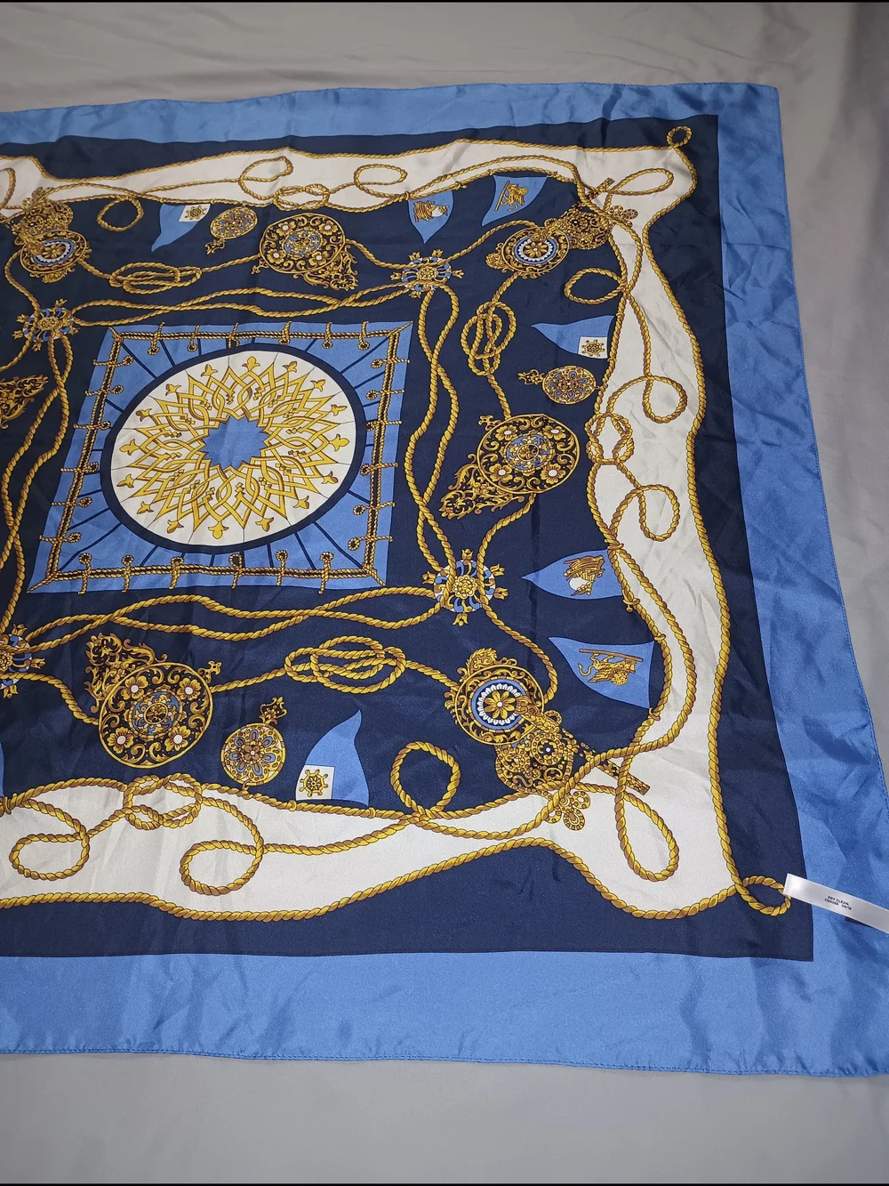 Talbots Gold Link Medallion Print Silk Scarf